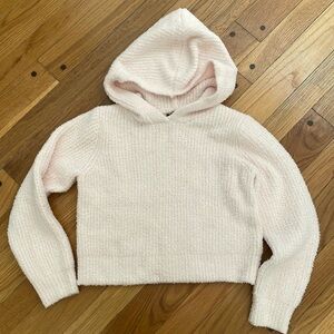 Art Class Pastel Pink Soft Fuzzy Hoodie Hooded Sweater Ribbed Youth Girls L